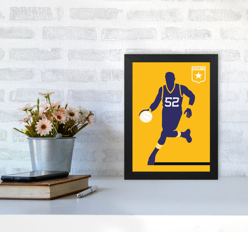 Basketball Yellow Art Print by Bo Lundberg A4 White Frame