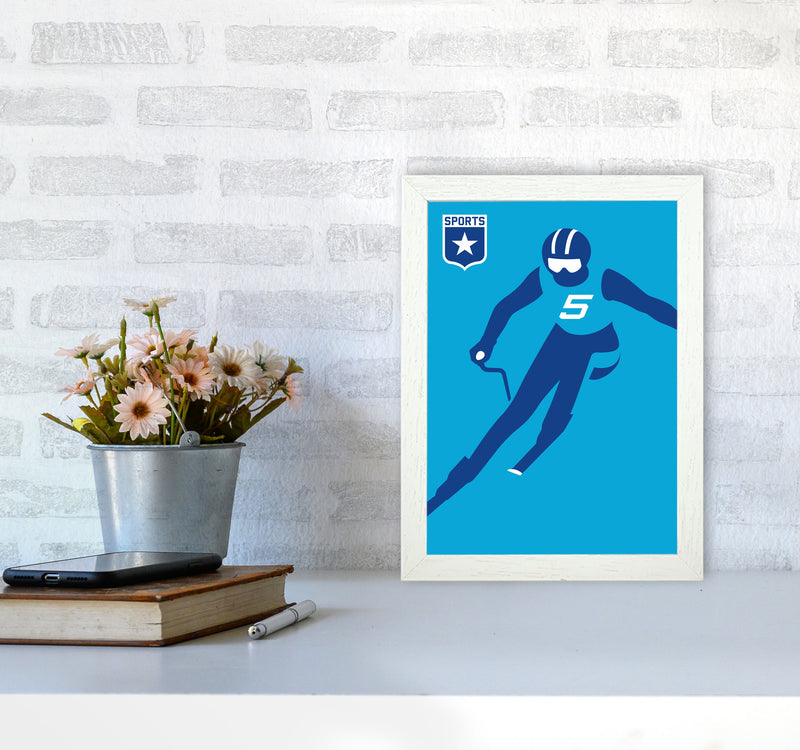 Slalom Art Print by Bo Lundberg A4 Oak Frame