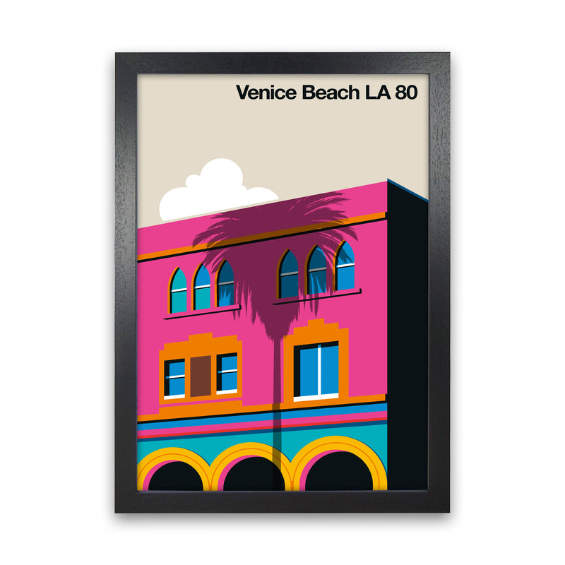 Venice Beach 80 Art Print by Bo Lundberg Black Grain