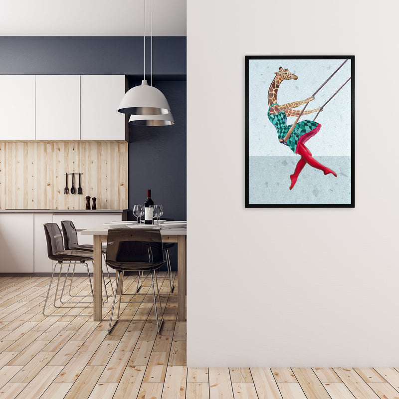 Giraffe On Balance Art Print by Coco Deparis A1 White Frame