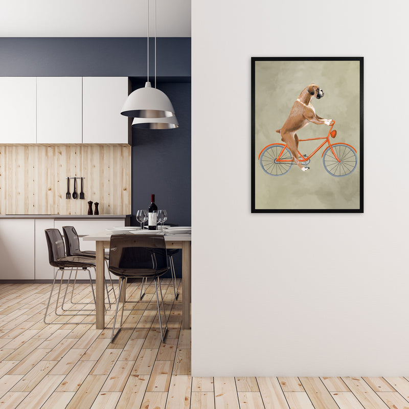 Boxer On Bicycle Art Print by Coco Deparis A1 White Frame