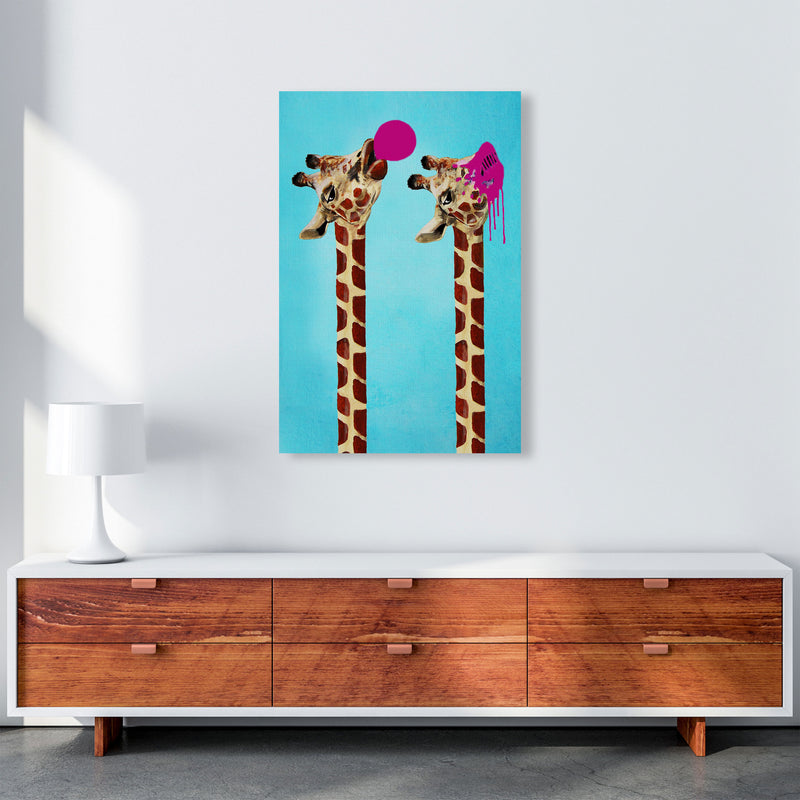 Giraffes With Bubblegum Art Print by Coco Deparis A1 Canvas