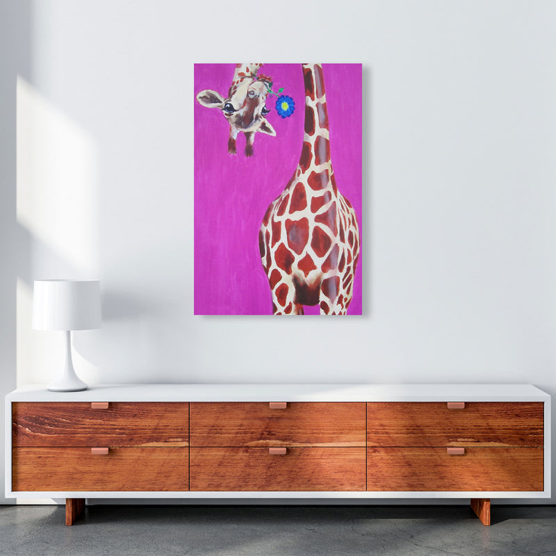 Giraffe With Blue Flower Art Print by Coco Deparis A1 Canvas