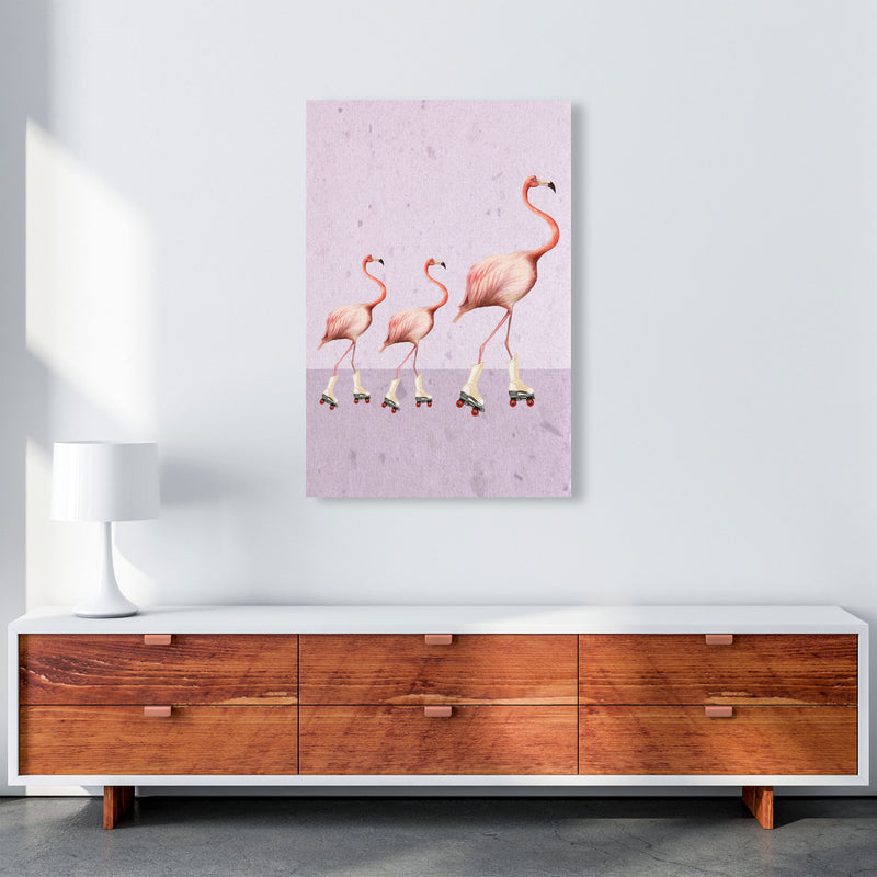 Flamingos Rollerskate Familly Art Print by Coco Deparis A1 Canvas