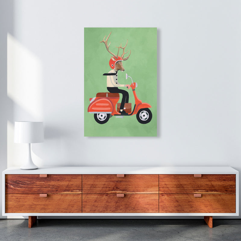 Deer On Scooter Art Print by Coco Deparis A1 Canvas