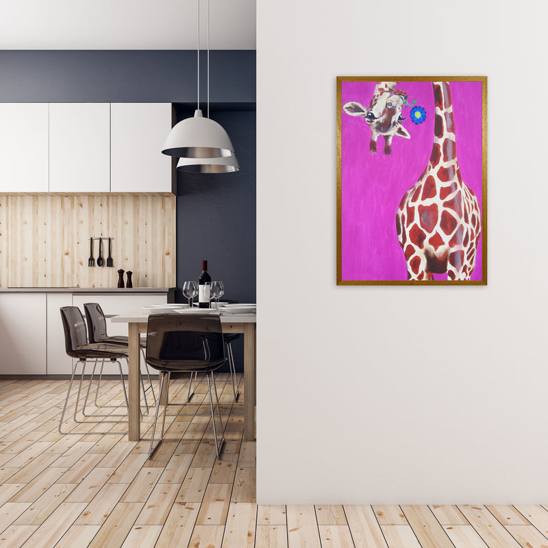 Giraffe With Blue Flower Art Print by Coco Deparis A1 Print Only