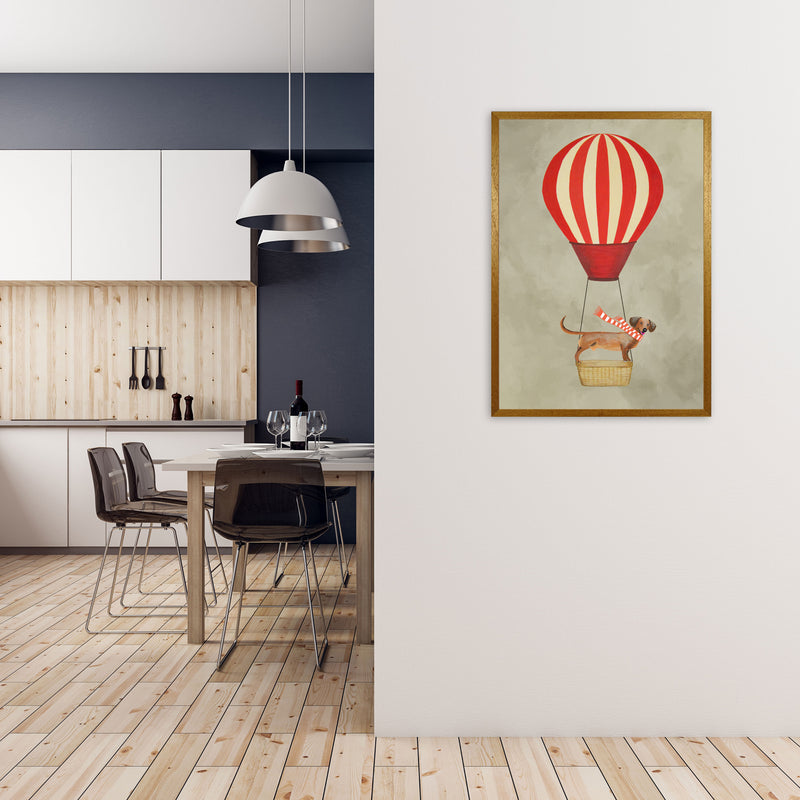 Daschund With Airballoon Art Print by Coco Deparis A1 Print Only