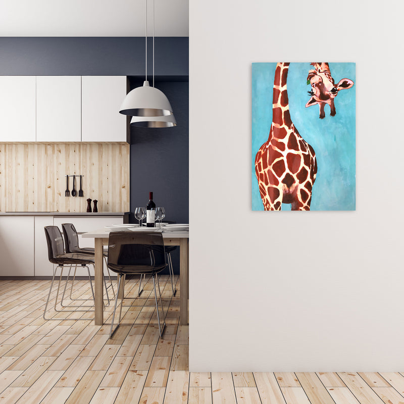 Giraffes With Green Leave Art Print by Coco Deparis A1 Black Frame