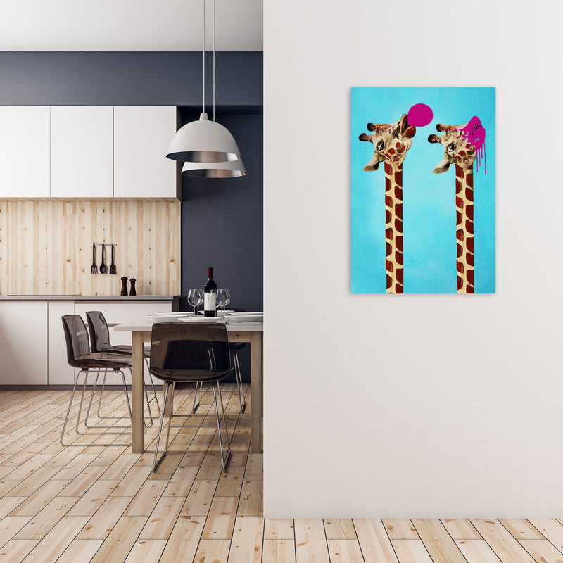 Giraffes With Bubblegum Art Print by Coco Deparis A1 Black Frame