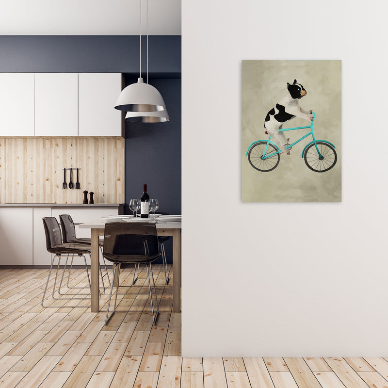 Bulldog On Bicycle Art Print by Coco Deparis A1 Black Frame