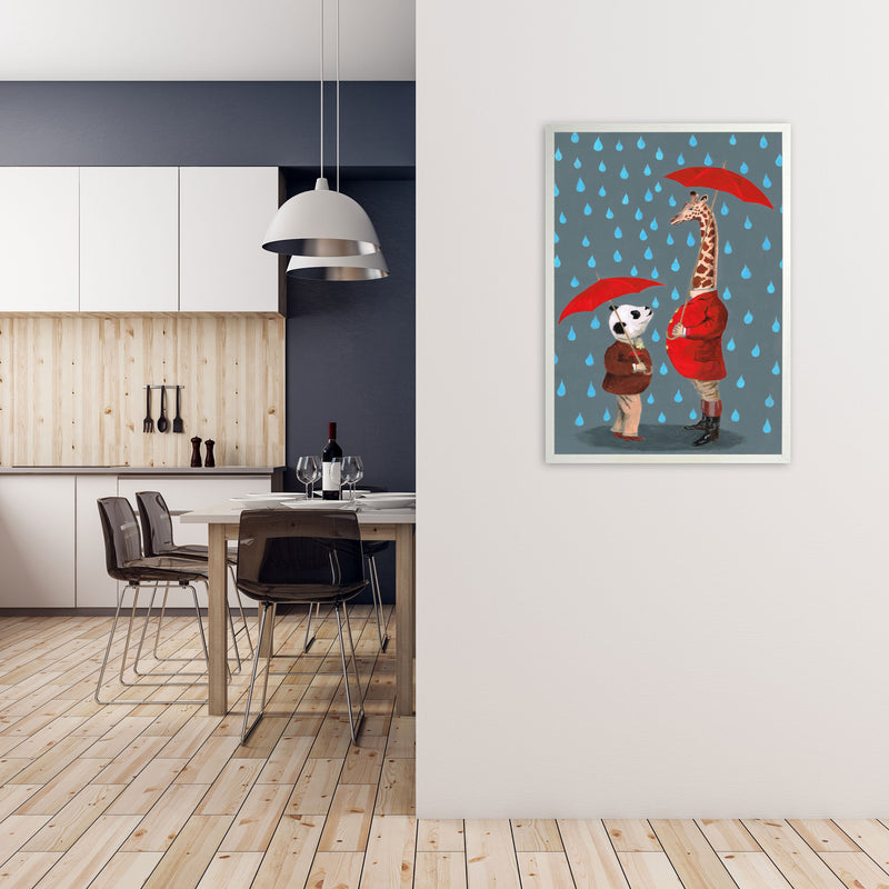 Panda And Giraffe Art Print by Coco Deparis A1 Oak Frame