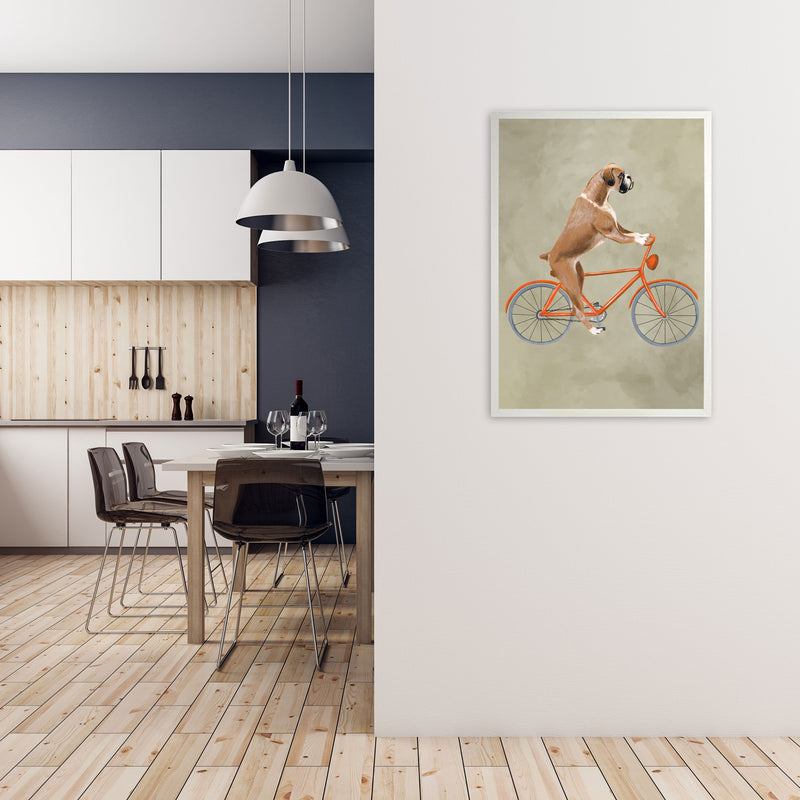 Boxer On Bicycle Art Print by Coco Deparis A1 Oak Frame