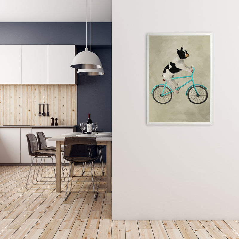 Bulldog On Bicycle Art Print by Coco Deparis A1 Oak Frame