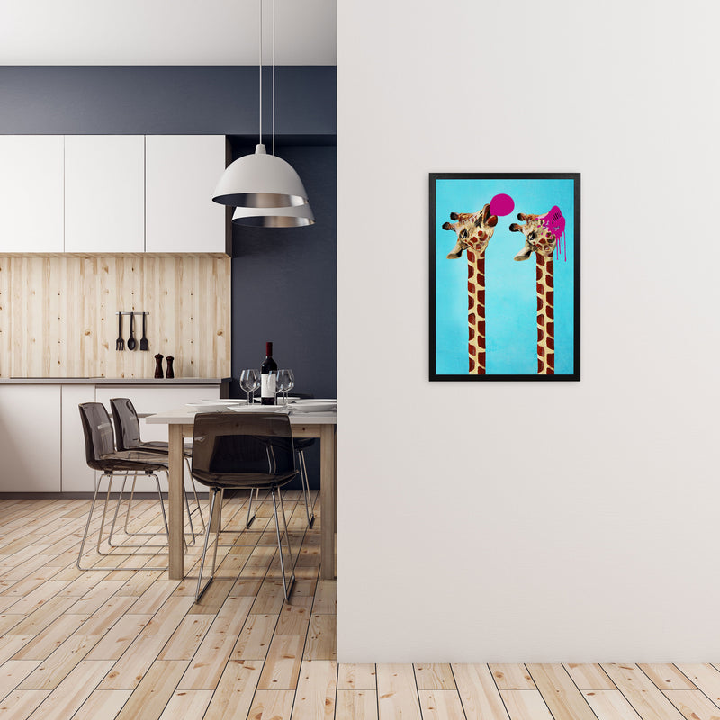 Giraffes With Bubblegum Art Print by Coco Deparis A2 White Frame