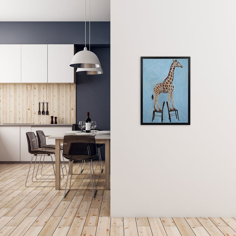 Giraffe On Chairs Art Print by Coco Deparis A2 White Frame