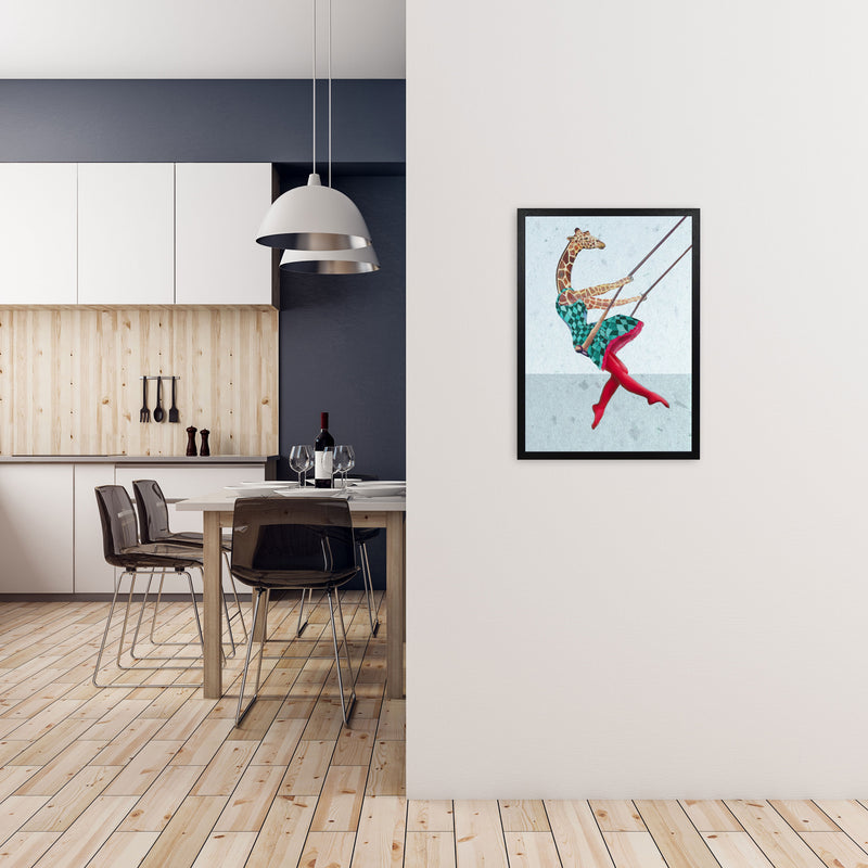 Giraffe On Balance Art Print by Coco Deparis A2 White Frame