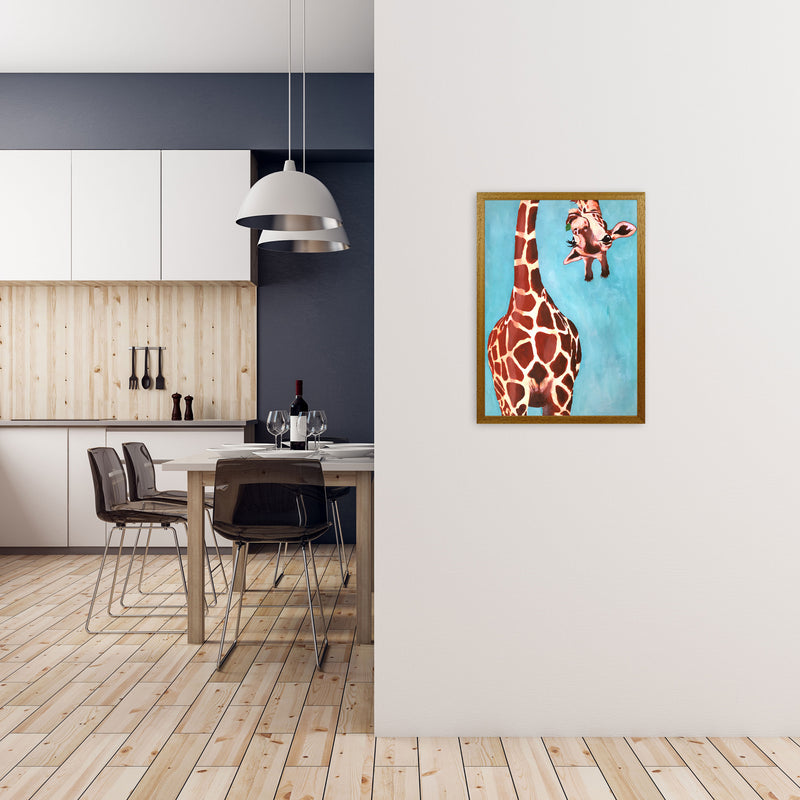 Giraffes With Green Leave Art Print by Coco Deparis A2 Print Only