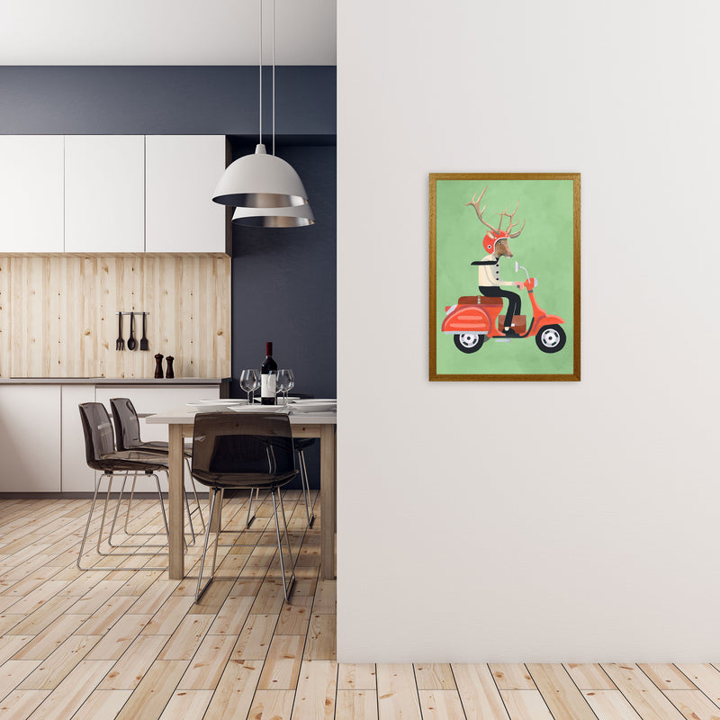 Deer On Scooter Art Print by Coco Deparis A2 Print Only