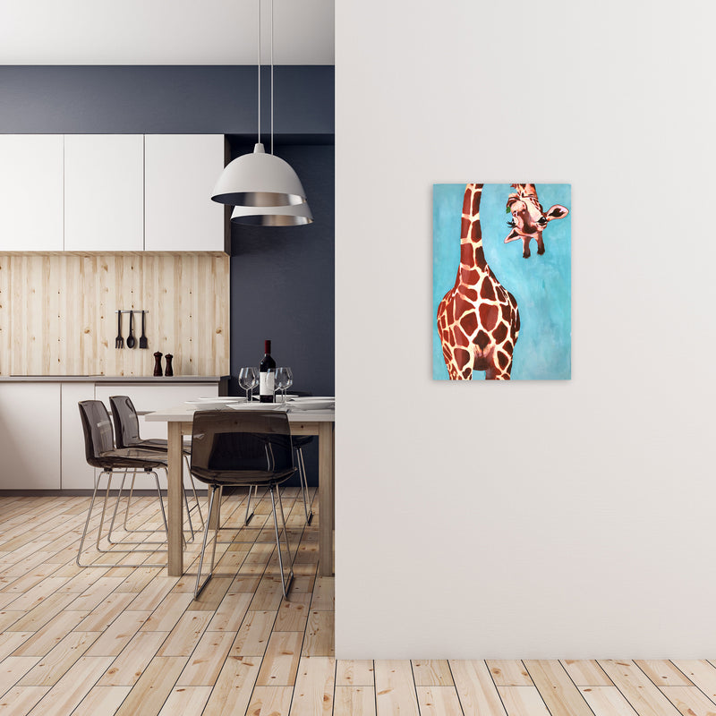Giraffes With Green Leave Art Print by Coco Deparis A2 Black Frame