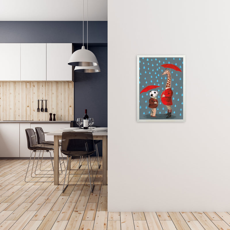Panda And Giraffe Art Print by Coco Deparis A2 Oak Frame
