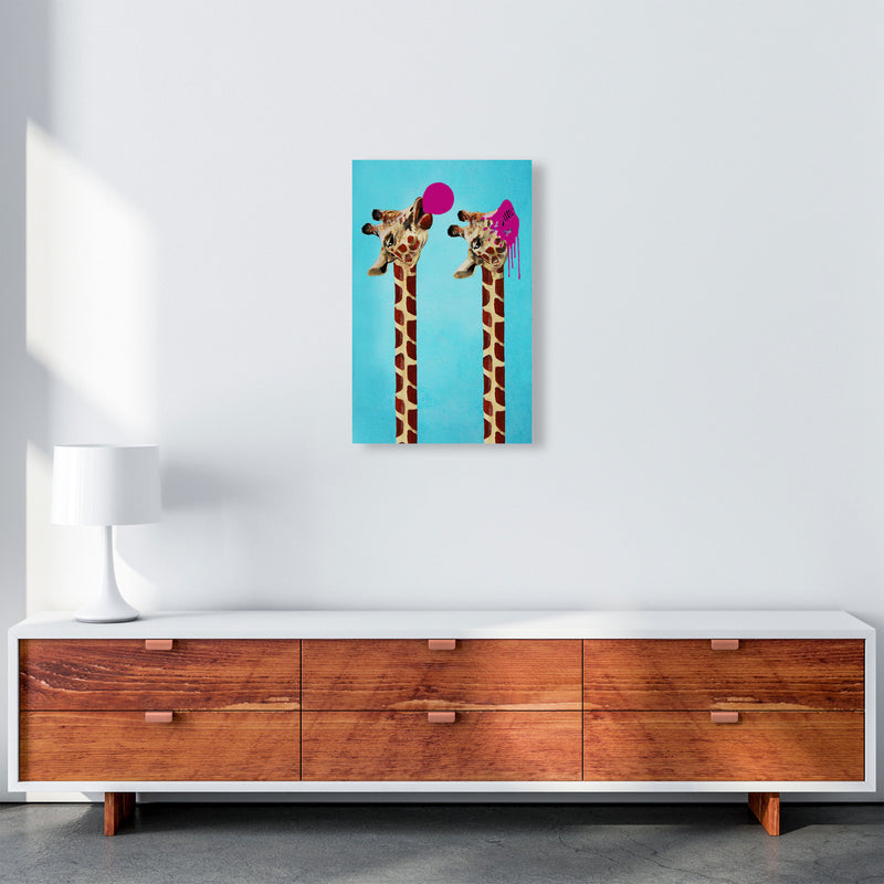 Giraffes With Bubblegum Art Print by Coco Deparis A3 Canvas