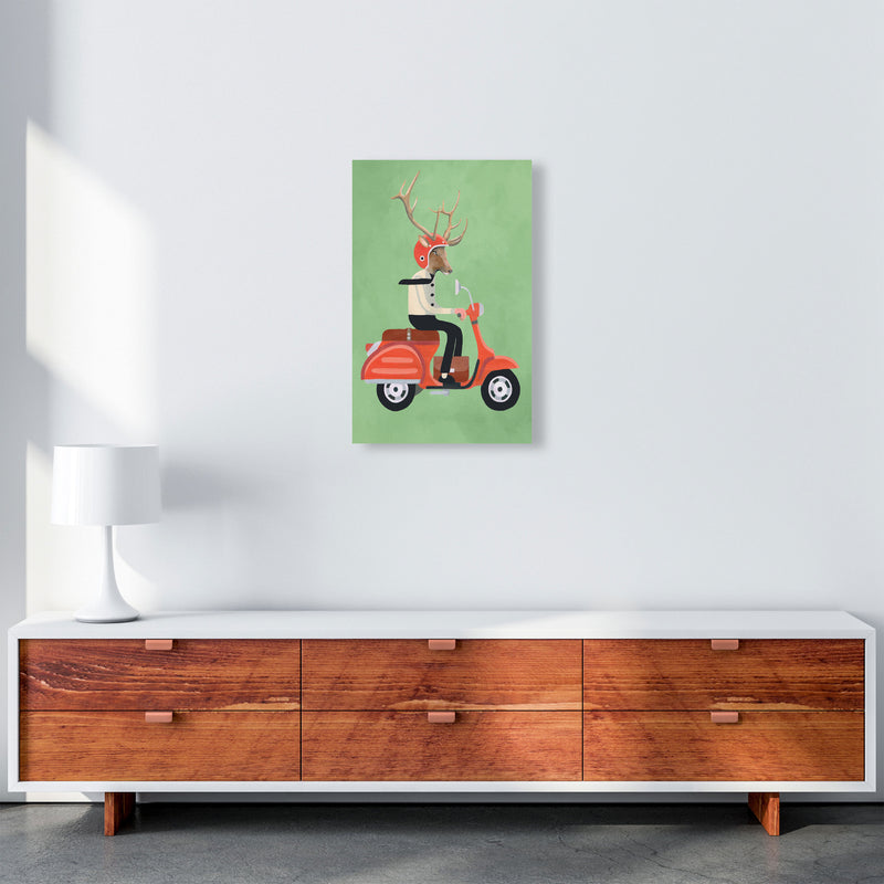 Deer On Scooter Art Print by Coco Deparis A3 Canvas