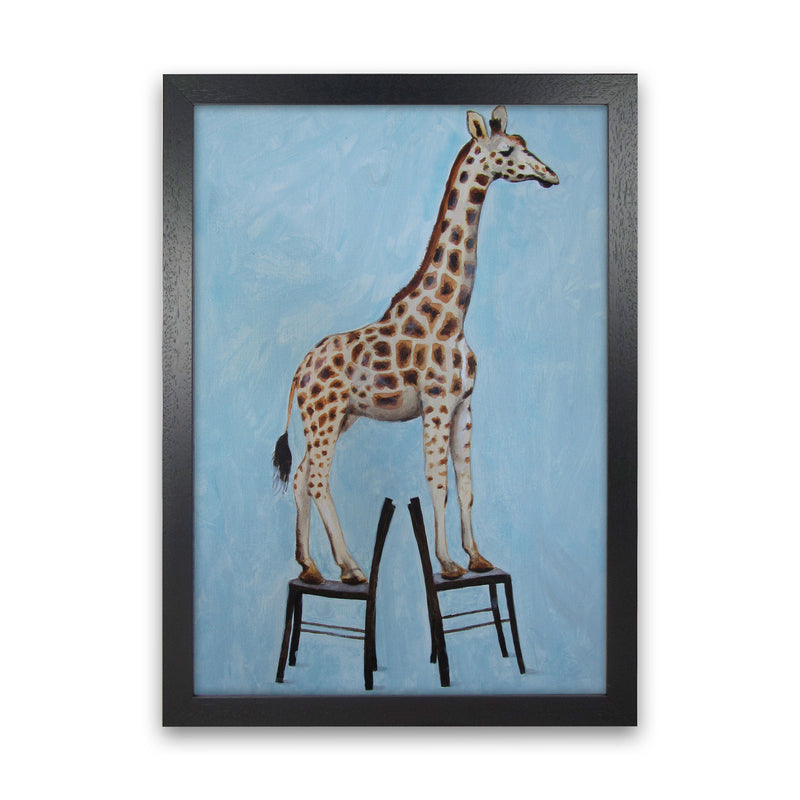 Giraffe On Chairs Art Print by Coco Deparis Black Grain