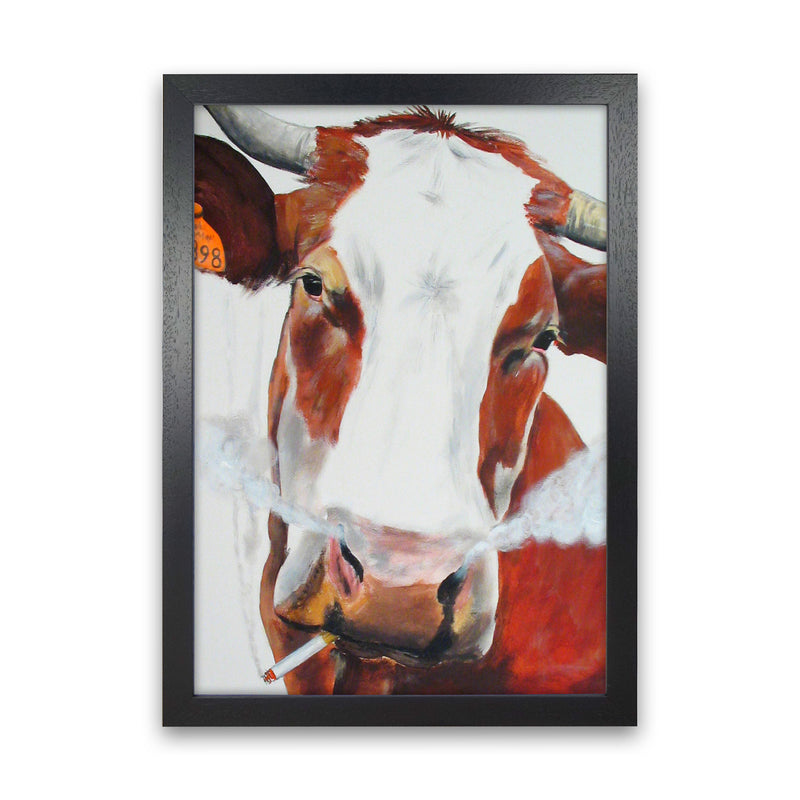 Cow Smoking 02 Art Print by Coco Deparis Black Grain
