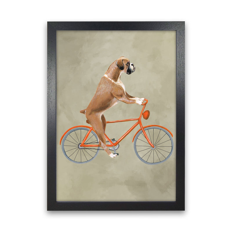 Boxer On Bicycle Art Print by Coco Deparis Black Grain