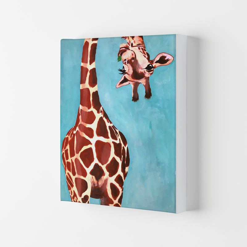 Giraffes With Green Leave Art Print by Coco Deparis Canvas