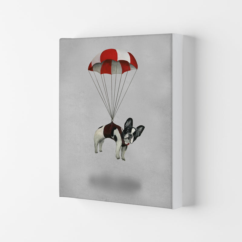 Bulldog With Parachute Art Print by Coco Deparis Canvas