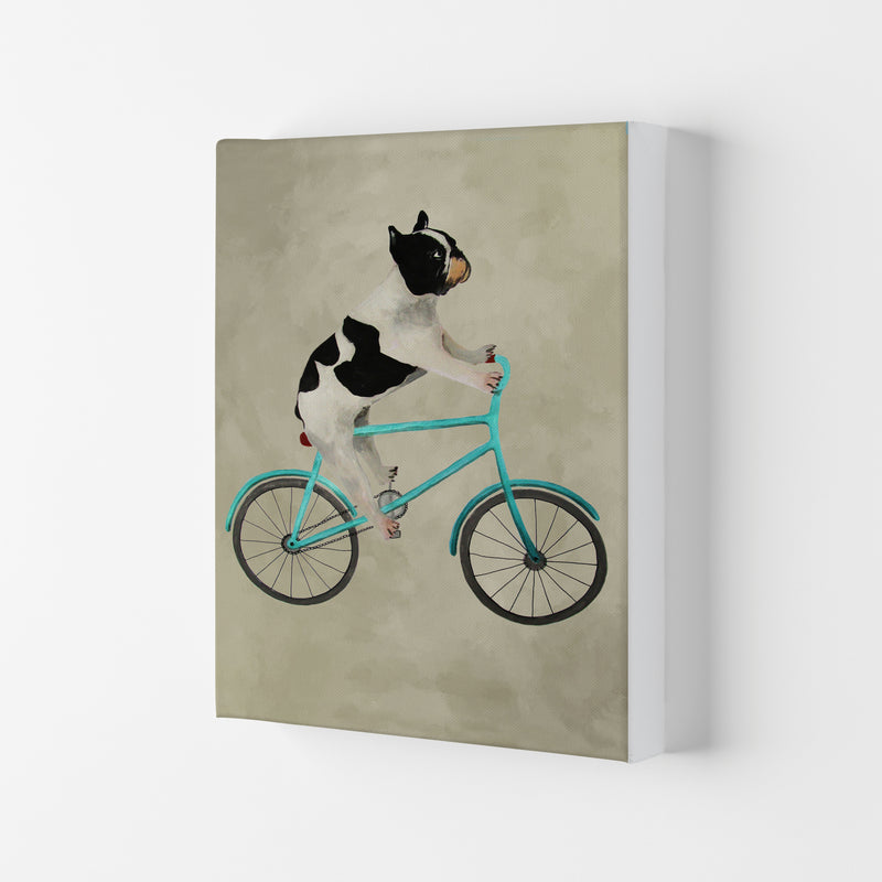 Bulldog On Bicycle Art Print by Coco Deparis Canvas