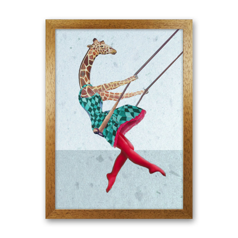 Giraffe On Balance Art Print by Coco Deparis Oak Grain