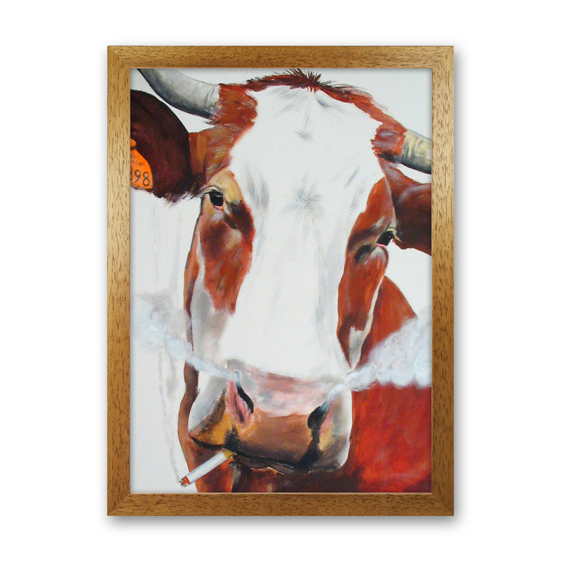 Cow Smoking 02 Art Print by Coco Deparis Oak Grain