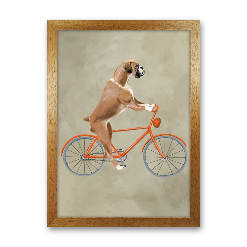 Boxer On Bicycle Art Print by Coco Deparis Oak Grain