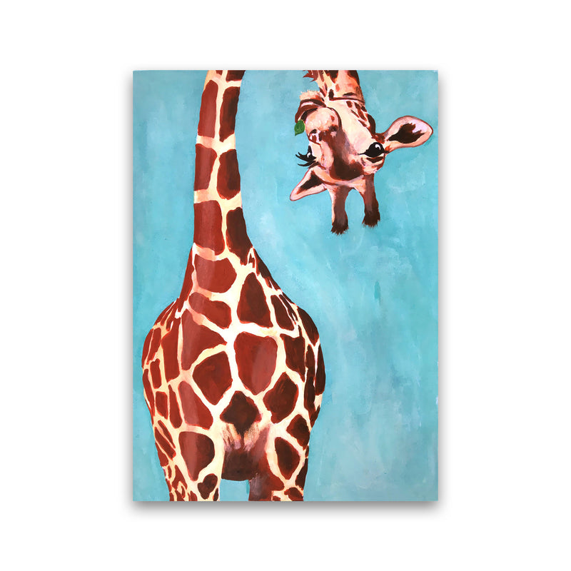 Giraffes With Green Leave Art Print by Coco Deparis Print Only