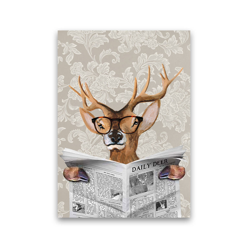 Deer Reading Newspaper Art Print by Coco Deparis Print Only