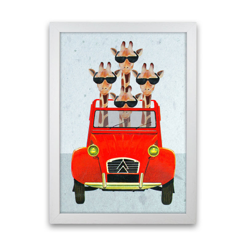 Giraffes On Holiday 2 Art Print by Coco Deparis White Grain