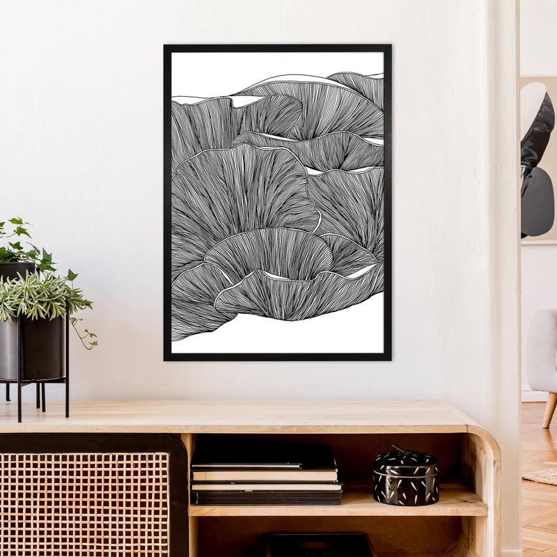 Oyster Mushrooms BW Art Print by Carissa Tanton A1 White Frame