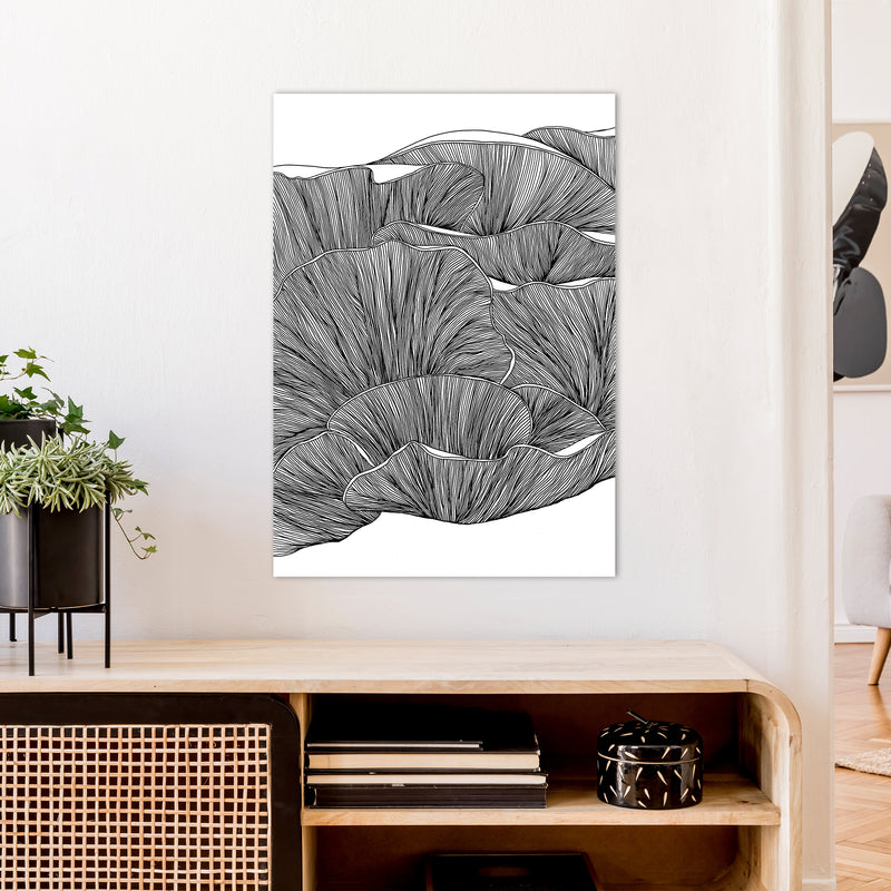 Oyster Mushrooms BW Art Print by Carissa Tanton A1 Black Frame