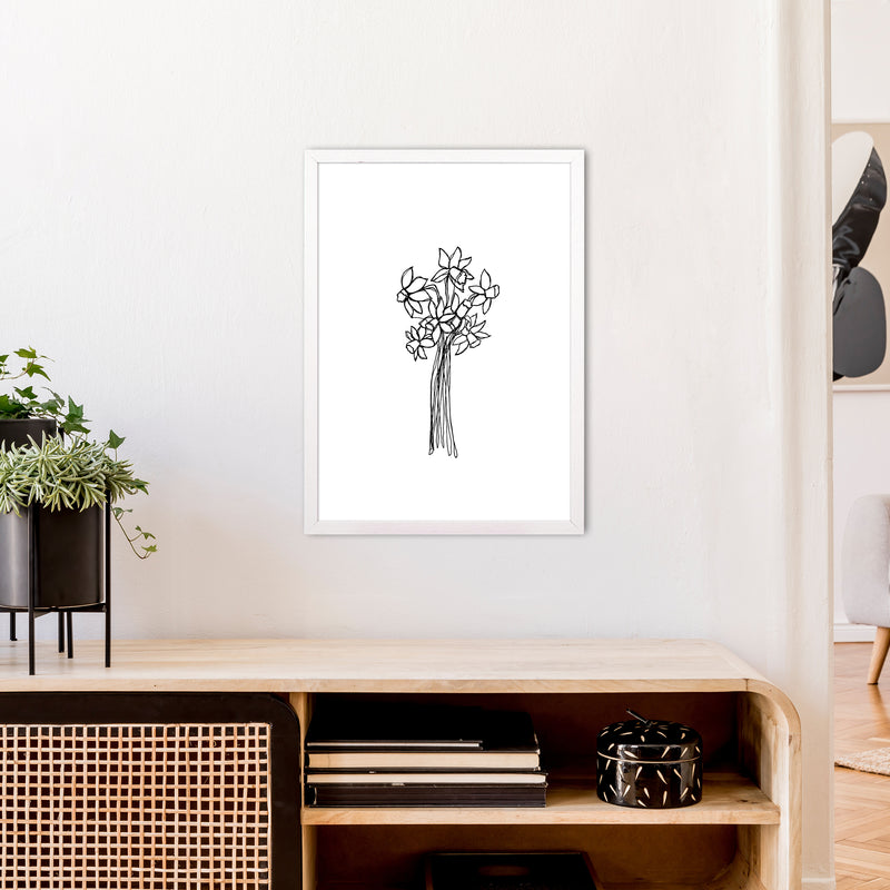 Daffodils Line Art Print by Carissa Tanton A2 Oak Frame