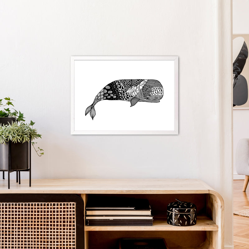 Whale Art Print by Carissa Tanton A2 Oak Frame