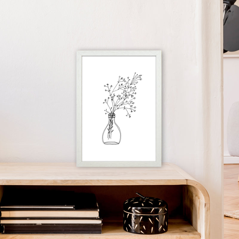 White Flowers Art Print by Carissa Tanton A3 Oak Frame