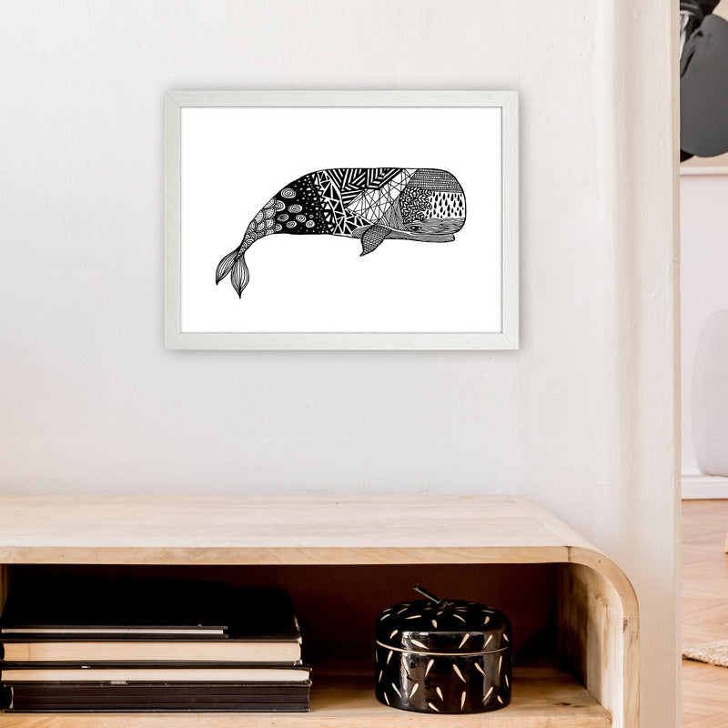 Whale Art Print by Carissa Tanton A3 Oak Frame