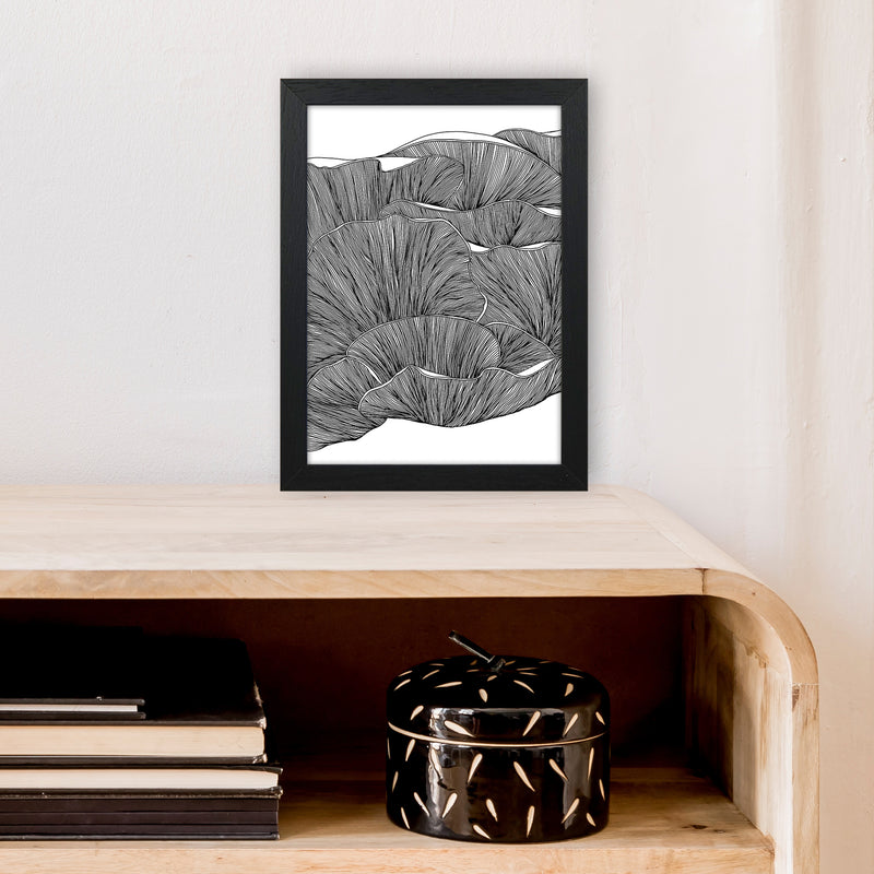 Oyster Mushrooms BW Art Print by Carissa Tanton A4 White Frame