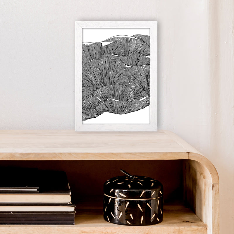 Oyster Mushrooms BW Art Print by Carissa Tanton A4 Oak Frame