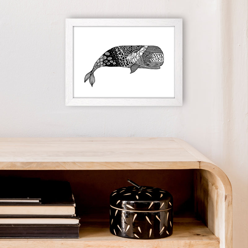 Whale Art Print by Carissa Tanton A4 Oak Frame