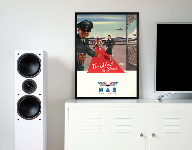 Nas airlines retro music poster framed wall art print