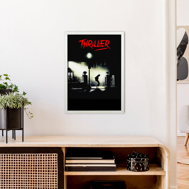 Thriller by David Redon Retro Movie Music Poster Framed Wall Art Print A2 Oak Frame