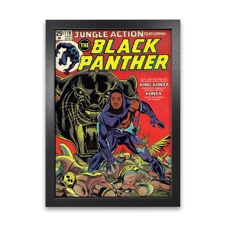 Black panther retro music poster framed wall art print